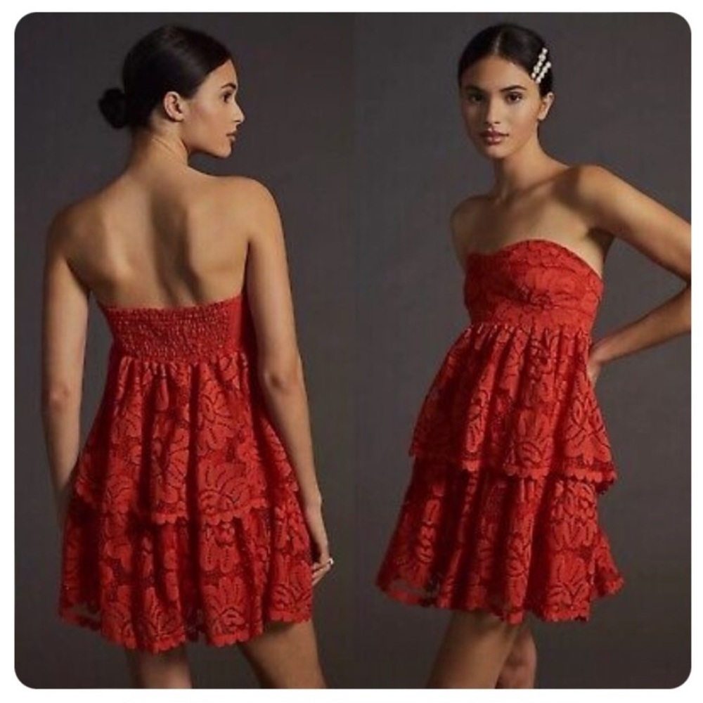 NWT Maeve Red Mini Dress Anthropologie - Picture 2 of 14